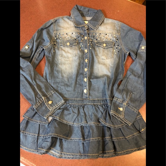 Girls Justice size 12 denim top - Picture 1 of 9